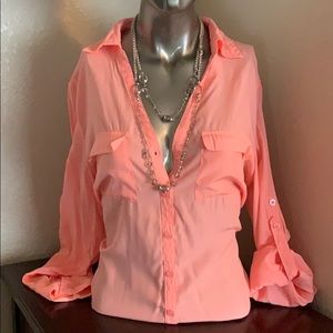 NEW YORK & COMPANY, NWOT, Collard, ButtonUp Blouse